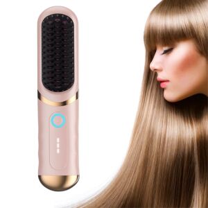 Rosa tragbarer Haarglätter-Kamm mit drei Temperatureinstellungen, schnellem Aufheizen und innovativem Design - Haarstyling-Bürste