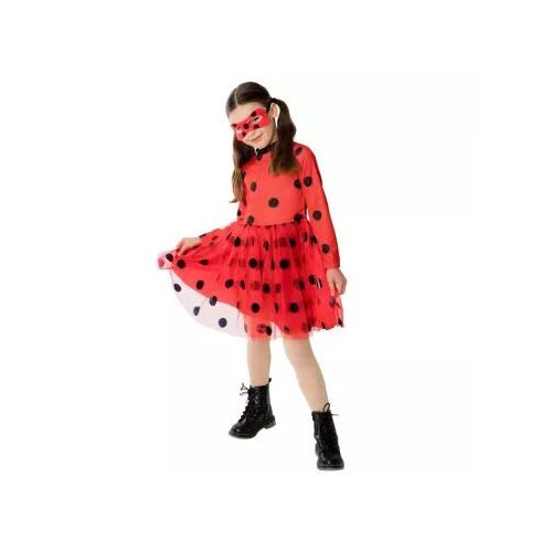Rubies Miraculous Katicabogár jelmez lányoknak, piros tüllszoknyás ruha maszkkal