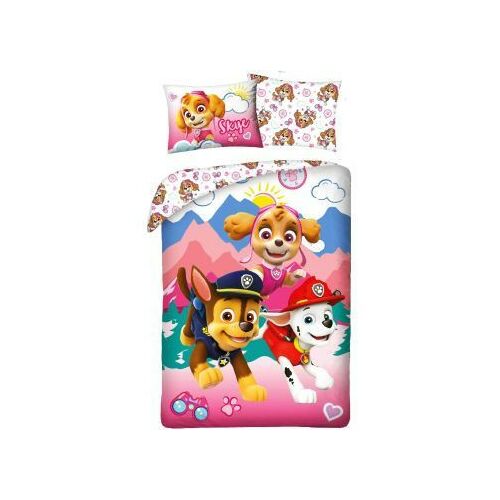 Posteljina Paw Patrol Skye, dječja pamučna navlaka za poplun i jastučnica