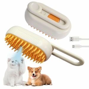 StartONTeam 3-in-1-Bürste für Hunde und Katzen - mit Sprühfunktion, Silikonborsten, Wasserdosierer, Entfilzungsfunktion und Massage - Bürste, Schermaschine, Schere, Krallenschneider für Haustiere