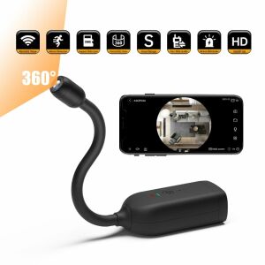 Flexible 360° IP-Spionagekamera, WLAN, Zwei-Wege-Audio, Bewegungssensor, App-Benachrichtigungen, 5 Stunden Akkulaufzeit 122044210