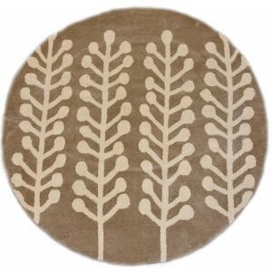 Кръгъл бежов килим Bakero Herbs с флорален мотив, ⌀ 200 см - Декорация