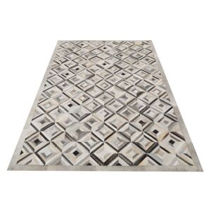 Dywan Bakero Sao Paulo Diamond Grey, 70x140 cm, widok pod kątem, skórzany dywan patchworkowy - Dom i ogród