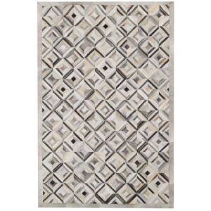 Bakero Sao Paulo Diamond Grey Teppich, 120x180 cm, Patchwork-Lederteppich, geometrisches Muster - Dekorationen