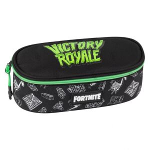 Puzdro na ceruzky Fortnite Victory Royale, čierne so zeleným logom a vzorom Fortnite, oválny tvar - Peračníky