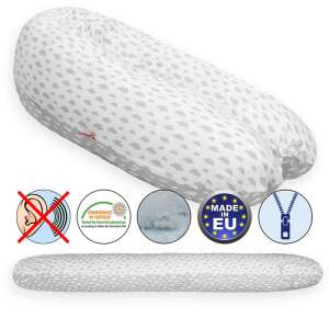 Scamp univerzális szoptatós párna Little Clouds szürke-fehér mintával, terhességhez, szoptatáshoz és baba támasztáshoz - Scamp