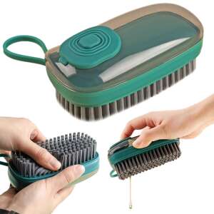 Cleaning brush with built-in liquid dispenser, for shoes, clothes, upholstery, and more - Cleaning