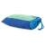 Blue and green striped hammock rolled up in a carrying bag