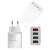 4-Port USB-Wandladegerät mit Quick Charge 3.0 Technologie, Vorder- und Seitenansicht