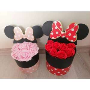 Mickey egér virágdoboz rózsaszín rózsákkal, ajándékdoboz Valentin-napra, születésnapra vagy Anyák napjára - Ajándék ötlet Valentin-napra