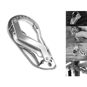 Multitool Carabiner Keychain, Bottle Opener and Screwdriver in One, Made of Stainless Steel 129799279 - Verk Group