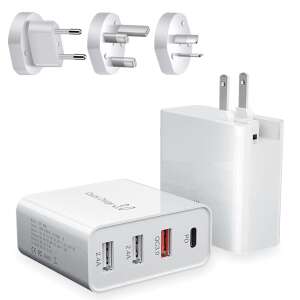 Încărcător USB de 45W cu 4 porturi, Quick Charge 3.0, PD și prize interschimbabile - Adaptoare de rețea