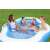 Bestway Splashview Familienpool, blauer und weißer aufblasbarer Pool mit Sitzen und Getränkehaltern, Menschen genießen den Pool
