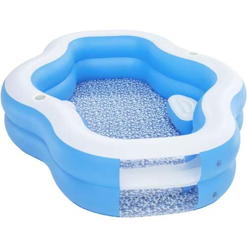 Bestway Splashview Familienpool, blauer und weißer aufblasbarer Pool mit Sitzen und Getränkehaltern