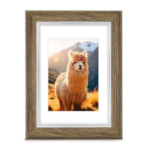 Hama Lima 15x21 cm képkeret olíva zöld műanyag kerettel és fehér paszpartuval, láma fotóval - Hama