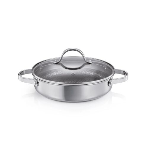 Tescoma SteelCRAFT tiefe Pfanne mit Deckel ? 28 cm, 2 Tabs