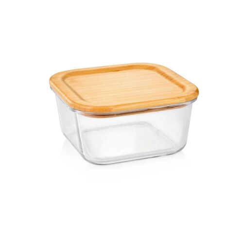 Tescoma ONLINE glass storage container with bamboo lid, 1.4 liters, square