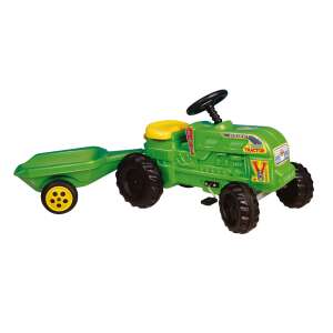 Fermierul tractor cu pedale cu remorcă #green-yellow 41119723 Jucarii pentru activitati in aer liber