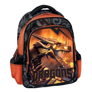 Drachen Kindergarten Rucksack, schwarz mit orangefarbenen Akzenten, mit Drachen-Design - Nonbrand Schultaschen, Ranzen