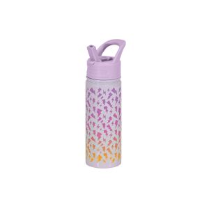WOW Generation 500ml Edelstahl-Trinkflasche mit Blitz-Muster und Strohhalmdeckel, lila - WOW Generation