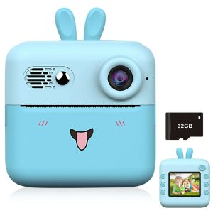 KipHome Gyerek Instax Kamera Nyomtatási Funkcióval, Nyuszi Design, Kék - Mobil nyomtató