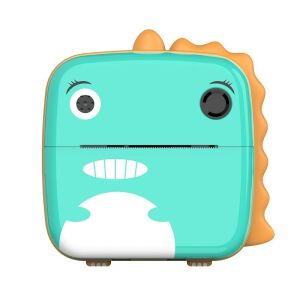 KipHome Dinozárussal ellátott gyerek instant kamera, zöld, elülső nézet - Mobil nyomtató
