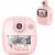 Rózsaszín KipHome gyerek instant kamera, amely három gyermek fekete-fehér fotóját nyomtatja nyuszi mintával