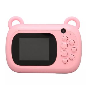 Azonnali kamera gyerekeknek, KipHome, előlapi kamera + szelfi, nyomtatási funkcióval, USB-C kábel, Bluetooth, iOS/Android kompatibilis, APP nyomtatás, Love Rabbit minta, rózsaszín