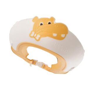 Gyermek fürdőszobai védőszemüveg, Fippy, víziló modell, állítható méretű, tartós, könnyen tisztítható, samponálló, szemnek és fülnek, TPE+PP, 22x21 cm, sárga 122101048 - Hajmosó karika és kancsó