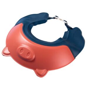 Gyermekfürdőszoba-védő védőszemüveg, Fippy, Malac mintás, Állítható méretű, Tartós, Könnyen tisztítható, Samponálló, Szemnek és fülnek, TPE+PP, 23x23 cm, Piros 122101094 - Hajmosó karika és kancsó