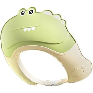 Zuhany sapka, KipHome, Megakadályozza, hogy víz és sampon szivárogjon az arcra, 0-12 év, állítható, TPE+PP anyagból, 20 x 23 cm, krokodil mintás, zöld 122101237 - Hajmosó karika és kancsó