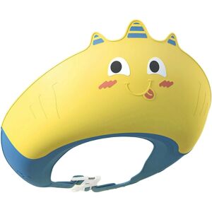 Zuhany sapka, KipHome, Megakadályozza a víz és a sampon kifolyását az arcon, 0-12 év, állítható, TPE+PP anyagból, 20 x 23 cm, Unikornis minta, Sárga/Kék 122101240 - Hajmosó karika és kancsó
