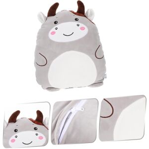 KipHome 2in1 takaró ágyra vagy kanapéra, tehén játék modell tárolóhellyel, mikroszálas, 1x1.7 m, szürke - Kollázs a termékről és annak használatáról - Díszpárna