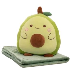 KipHome 2in1 Takaró Avokádó Plüss Párna, Zöld, 1x1.7m - Díszpárna