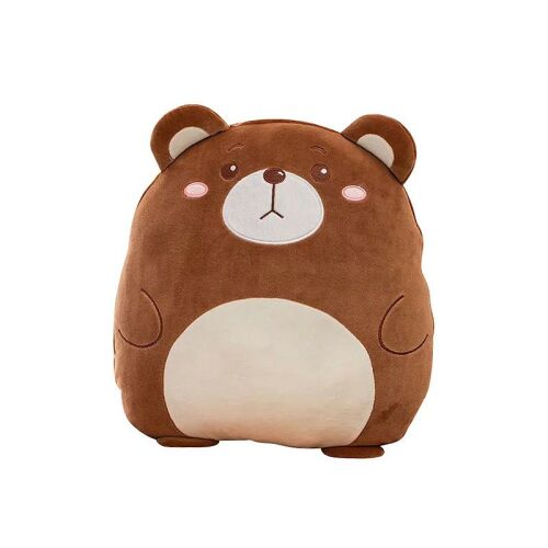 KipHome 2 az 1-ben takaró ágyra vagy kanapéra, Plüss mackó játékkal, tárolóhely, mikrofiber, barna