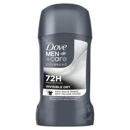 Dove Men+Care Advanced Invisible Dry Deodorant Stick, 72 sata zaštite, protiv bijelih mrlja, protiv žutih mrlja, antiperspirant, antiperspirant, antibakterijska kontrola mirisa