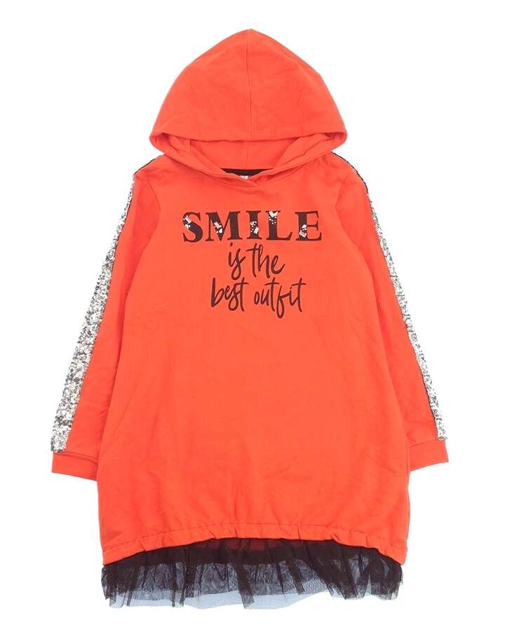 IDEXE lány feliratos narancssárga hosszított pulóver