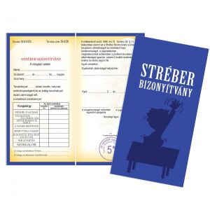 Vicces bizonyítvány, Stréber bizonyítvány szorgalmas diákoknak, vicces ajándék ötlet - Vicces ajándék