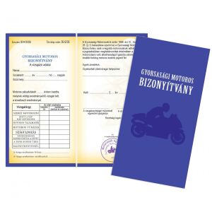 Vicces bizonyítvány gyorsasági motorosoknak, Gyorsasági motoros bizonyítvány - Vicces ajándék