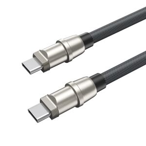 BWOO X310 - 2in1 Type-C / Type-C (USB-C) szövetkábel + tokba helyezhető nyakba akasztó - fekete, 1,2 m 122116978 - Bwoo
