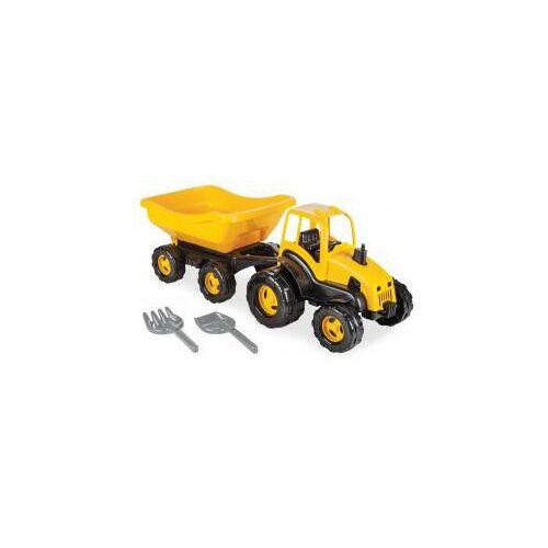 Pilsan 06212 Sárga Traktor pótkocsival, Gyermek Építőipari Játék - Moni