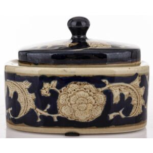 Kerámia doboz fekete bézs 13x10cm