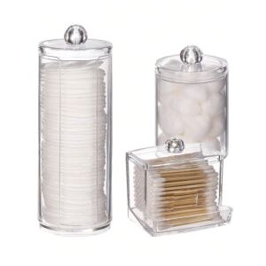 3-częściowy zestaw organizerów do przechowywania wacików kosmetycznych, wacików i kulek bawełnianych z pokrywkami - Technik systemów kosmetycznych