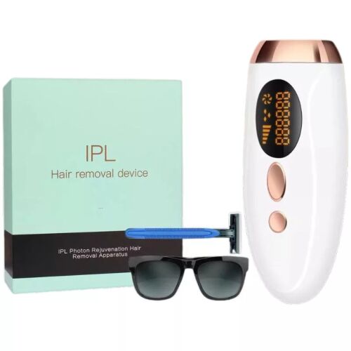 IPL Villanófényes Szőrtelenítő TMY-002 - Alb, Aparat de epilare IPL, include ochelari de protecție, aparat de ras și cablu de încărcare