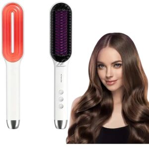 Weißer und roter Haarglätter mit intelligenter Temperaturregelung, PTC-Heiztechnologie und negativen Ionen - Haarstyling-Bürste