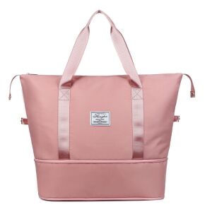 Ružová rozširovacia cestovná športová taška so zipsom, ideálna na prenášanie základných vecí na cestách - Cestovné tašky