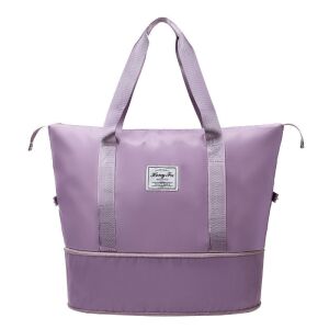 Fialová rozširovacia cestovná športová taška s nastaviteľnými popruhmi, ideálna na prenášanie základných vecí - Cestovné tašky