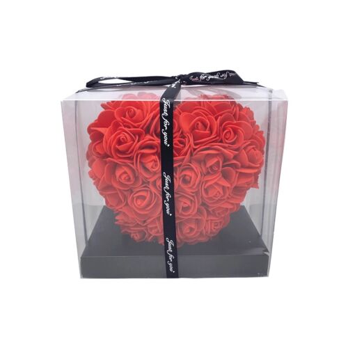 Piros rózsaszív díszdobozban, 15 cm, Örök Rózsaszív