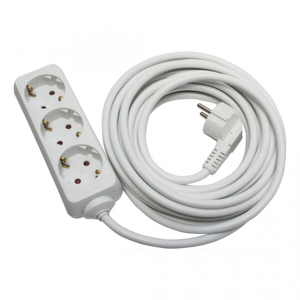 Predlžovací kábel 3 zásuvky 7 metrov, kábel 3x1,5, max 16A, biely, Strohm