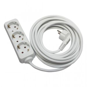Biely predlžovací kábel s 3 zásuvkami, 7 metrov, Strohm - Predlžovacie šnúry